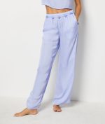 Pajama pants with embroidered flower details