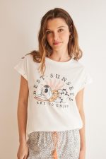 100% Cotton ivory Stitch capri pyjamas