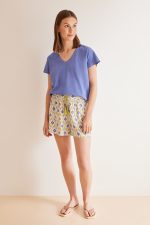 Ikat geometric print shorts