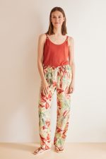 Long tropical fluid trousers