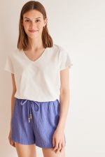 Blue waffle textured shorts