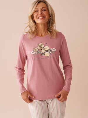 Bee Print Cotton Long Sleeve Shirt