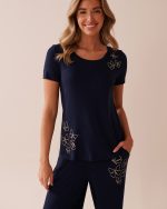 Butterfly Print Soft Jersey Crew Neck T-shirt