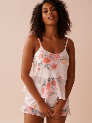 Romantic Bouquet Satin and Chiffon Cami