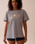 Lemon Print and Stripes Cotton T-shirt