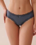 Microfiber and Lace Trim Cheeky Panty