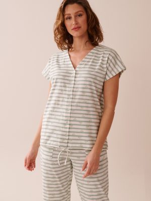 Stripe Print Cotton T-shirt