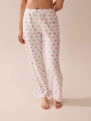 Snail Print Lace Trim Super Soft Pajama Pants