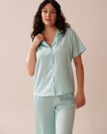 Satin Short Sleeve Button-down Shirt