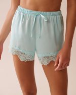Lace Trim Satin Shorts