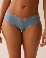 Cotton and Lace Trim Cheeky Panty