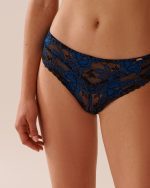 Embroidered Lace and Mesh String Panty