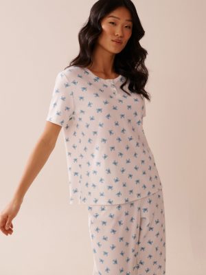 Crab Print Ribbed T-shirt