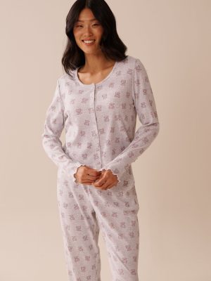 Crown Print Ribbed Long Sleeve Shirt