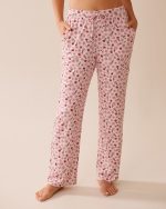 Pink Floral Print Ribbed Jersey Pajama Pants