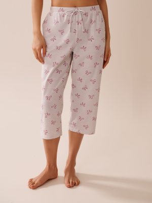 Book Lover Print Cotton Pajama Capris