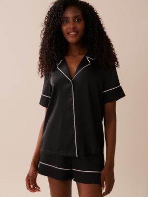 Short Sleeve Satin Pajama Set