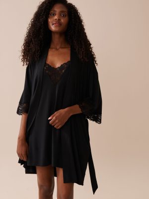 Lace Detail Modal Kimono