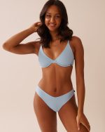 BABY BLUE Ribbed Triangle Bikini Top