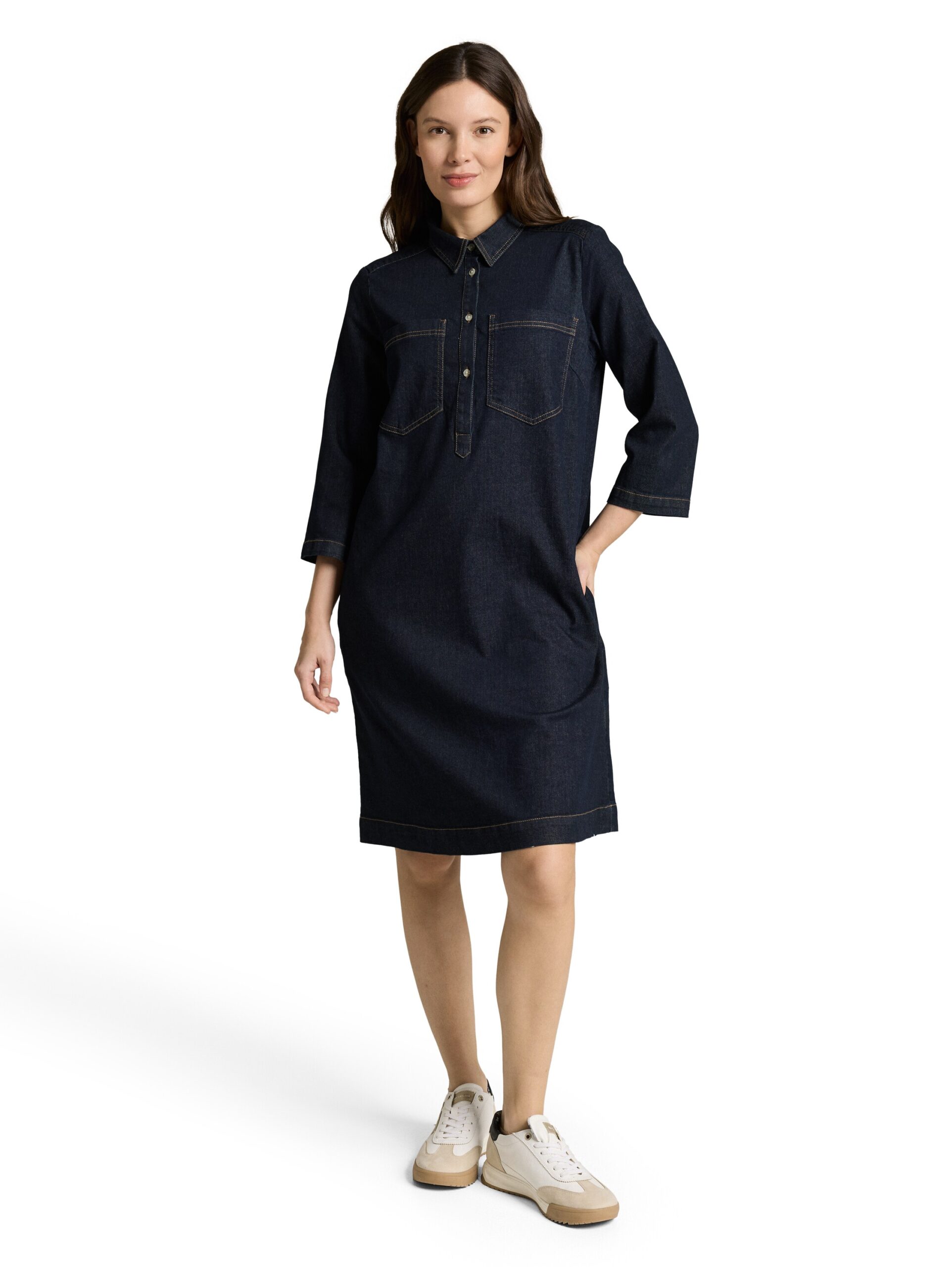 Denim dress with breast pockets